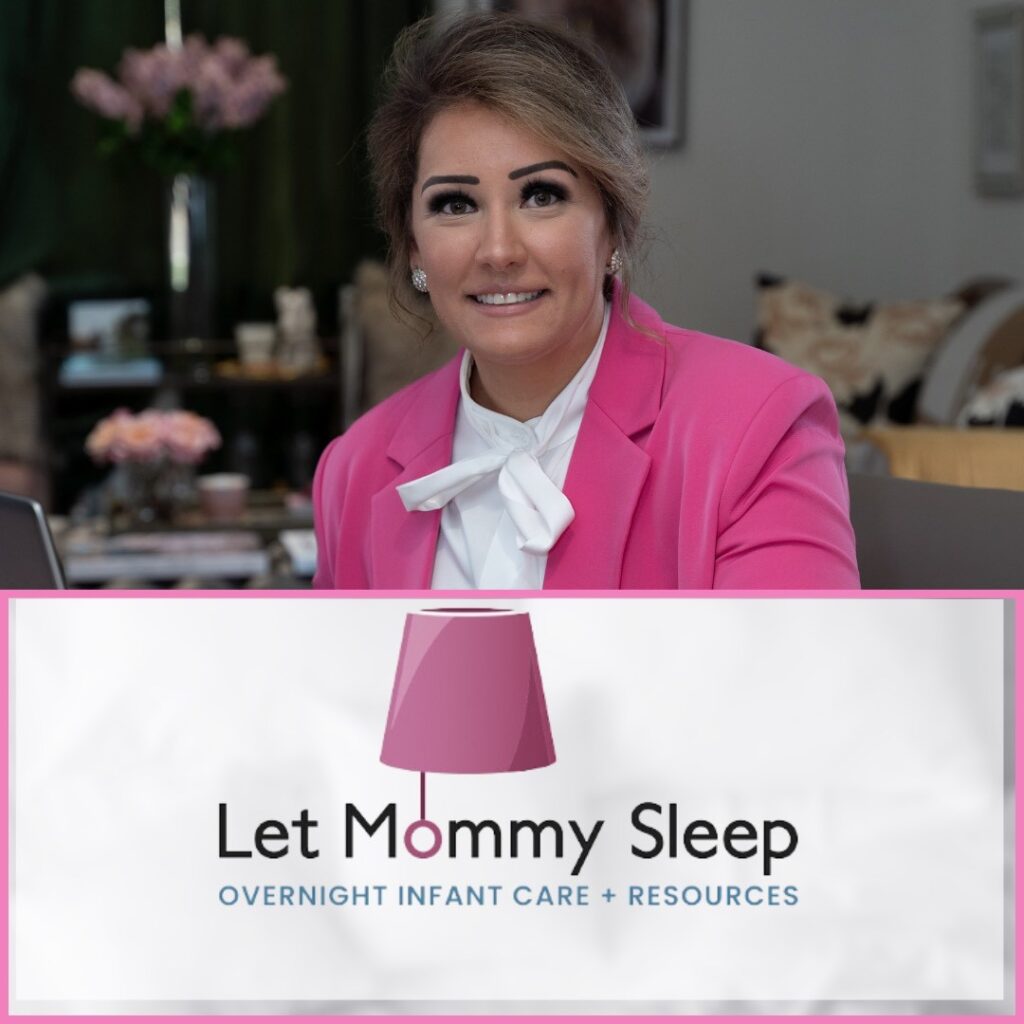 Let Mommy Sleep Charlotte logo and a photo of Cecilia Smith